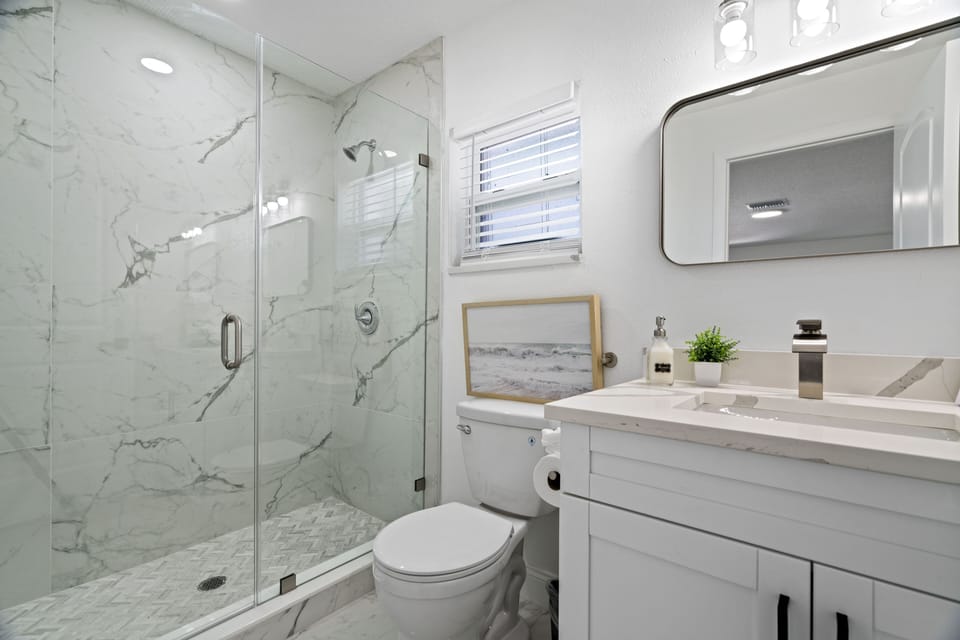 Sparkling master bathroom with walk-in shower