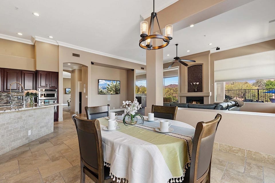 Breakfast table looking into kitchen