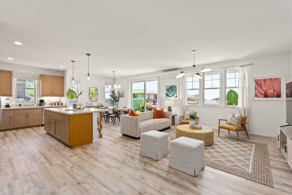 Airy, elegant living space that captures effortless island living
