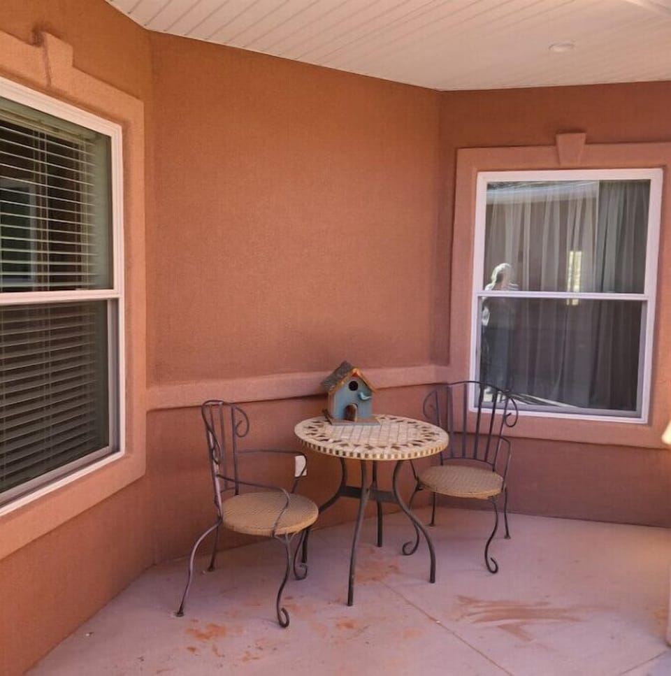 Bistro table in courtyard