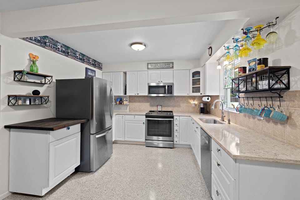 Spacious, well stocked kitchen 