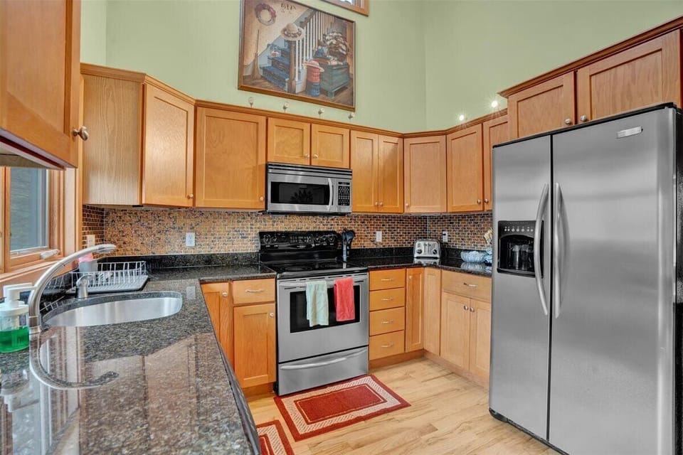 Kitchen with stainless steel appliances