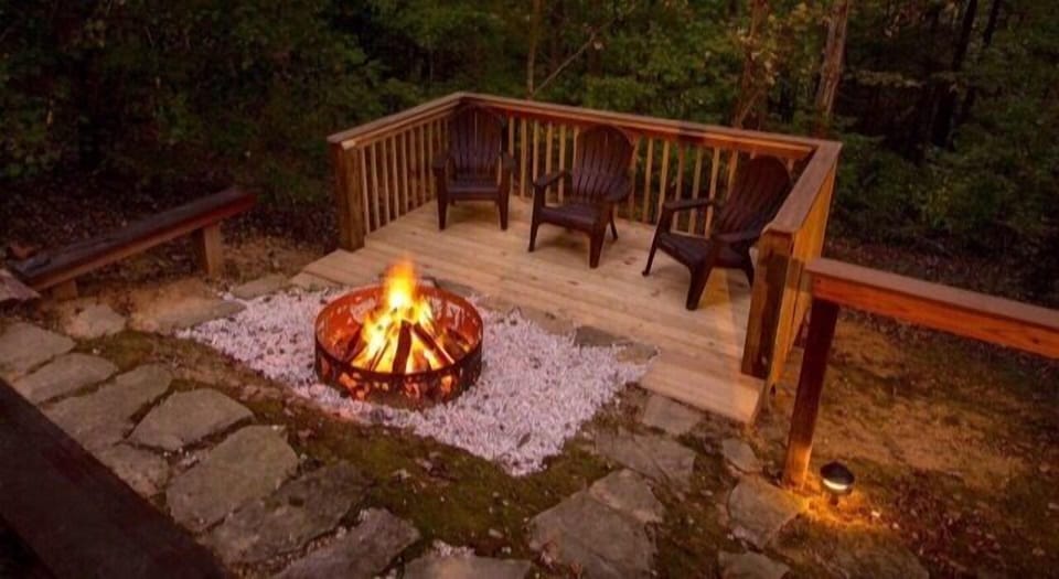 Fire Pit Behind Wears Valley Cabin Rental Heavenly Daze and Nights