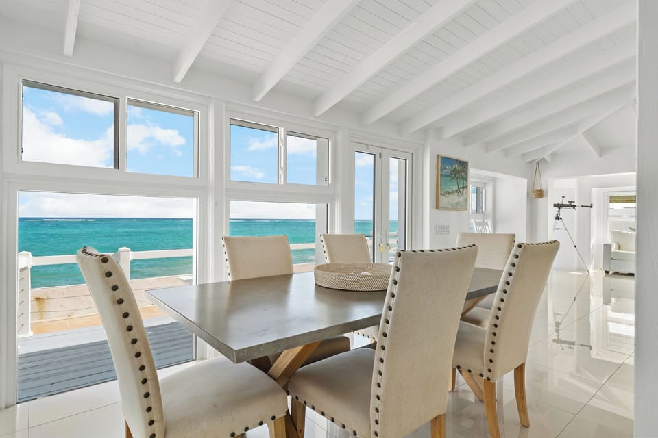 spacious dining area with views