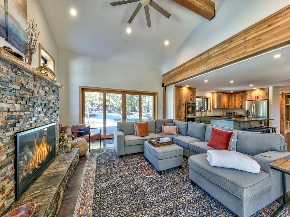 Living room with large sliding doors to back patio