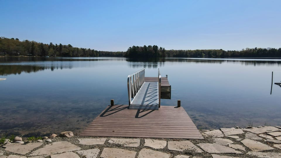 Lots of space by the water with dock and firepit.  