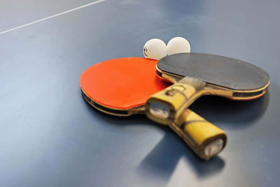 Table tennis room, with dozens of backyard activities, sand castle making equipment and toys