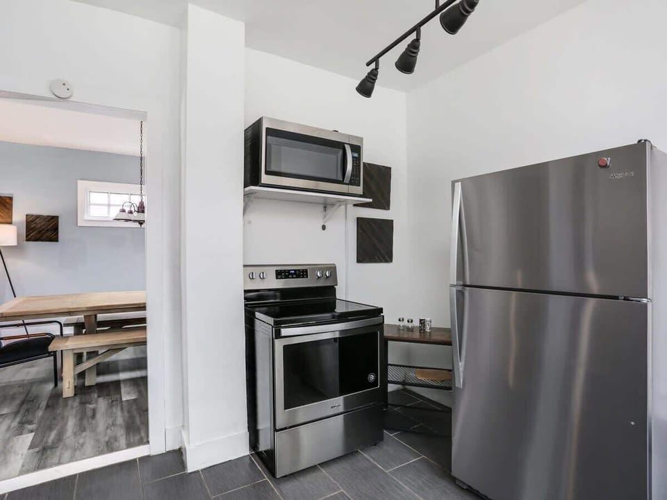 Modern kitchen with stainless steel appliances