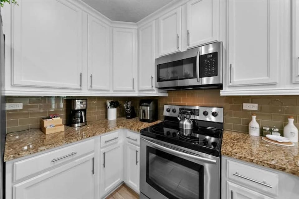 Coffee station in kitchen.