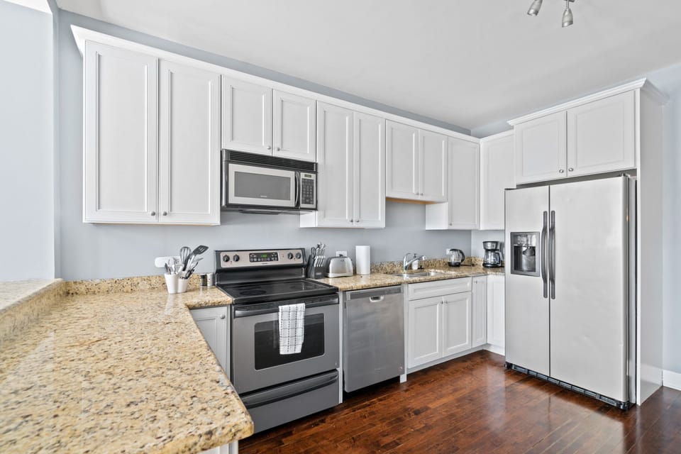 Indoors, Kitchen, Microwave, Oven, Refrigerator