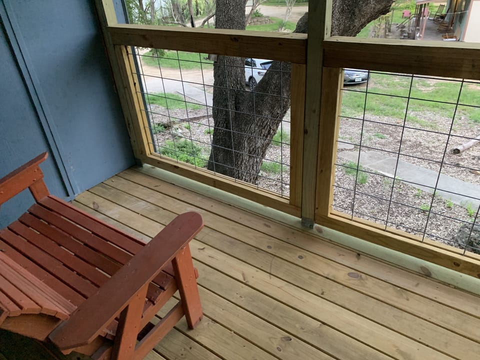 Covered balcony off living room