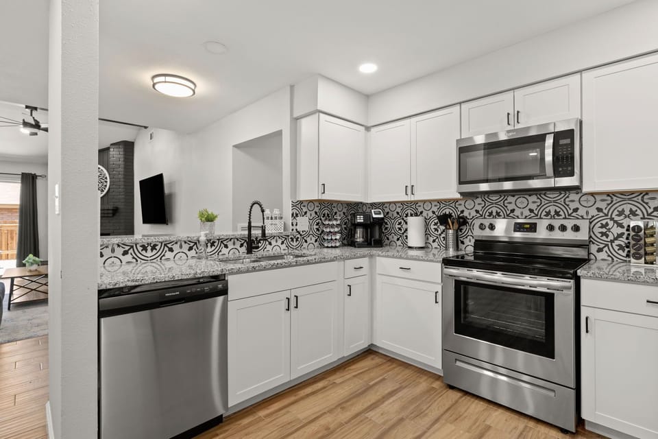Experience culinary delight in our well-equipped Airbnb kitchen, complete with top-of-the-line appliances and cookware.
