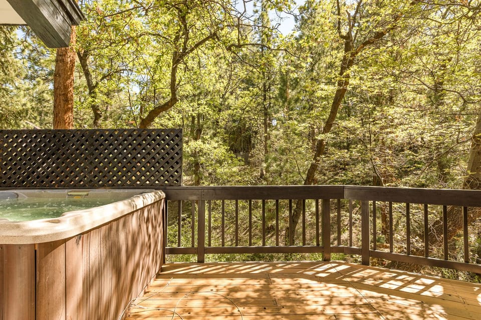 Enjoy a glass of wine and relaxing in this 6 person hot tub!