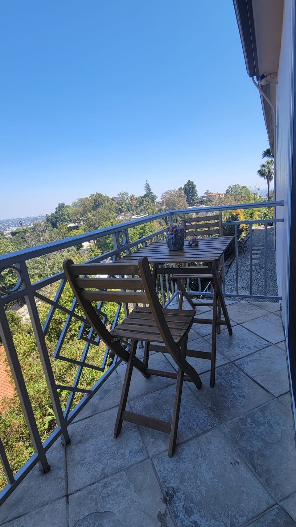 Bistro table and chairs to enjoy the view 