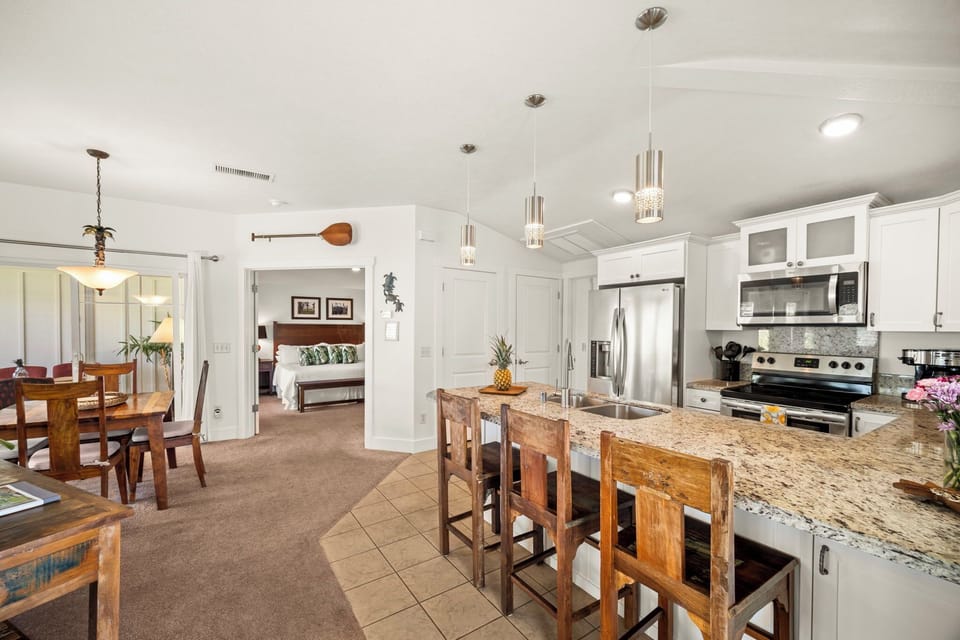 Kitchen area and dining area