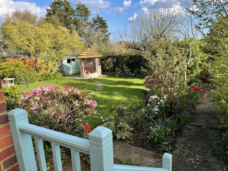 The view of the garden from the deck of Studio Annie