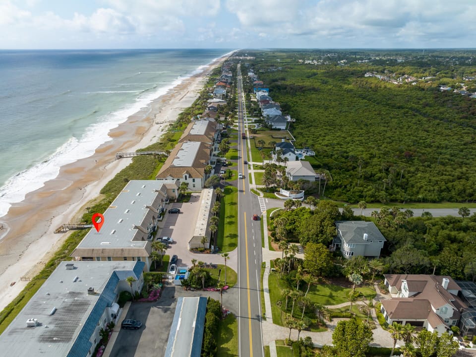 Aerial View of El Mar Villa - Right on the Beach!