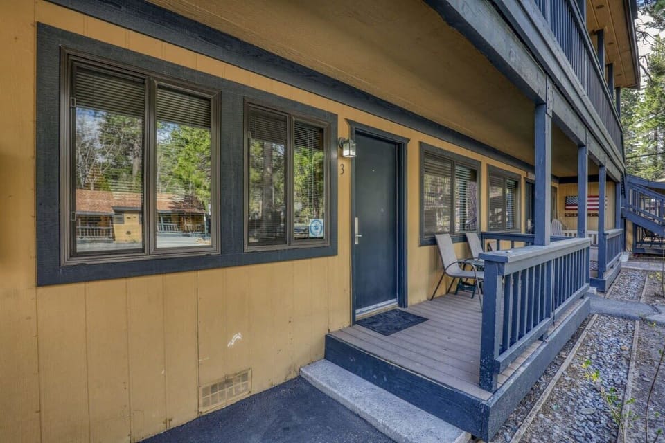 The exterior view of the front porch of the home.