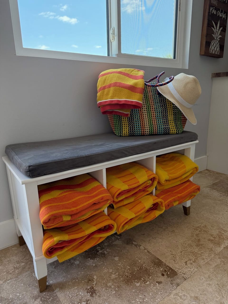 Beach and pool towels provided.