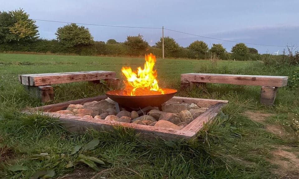 Fire pit with meadow view