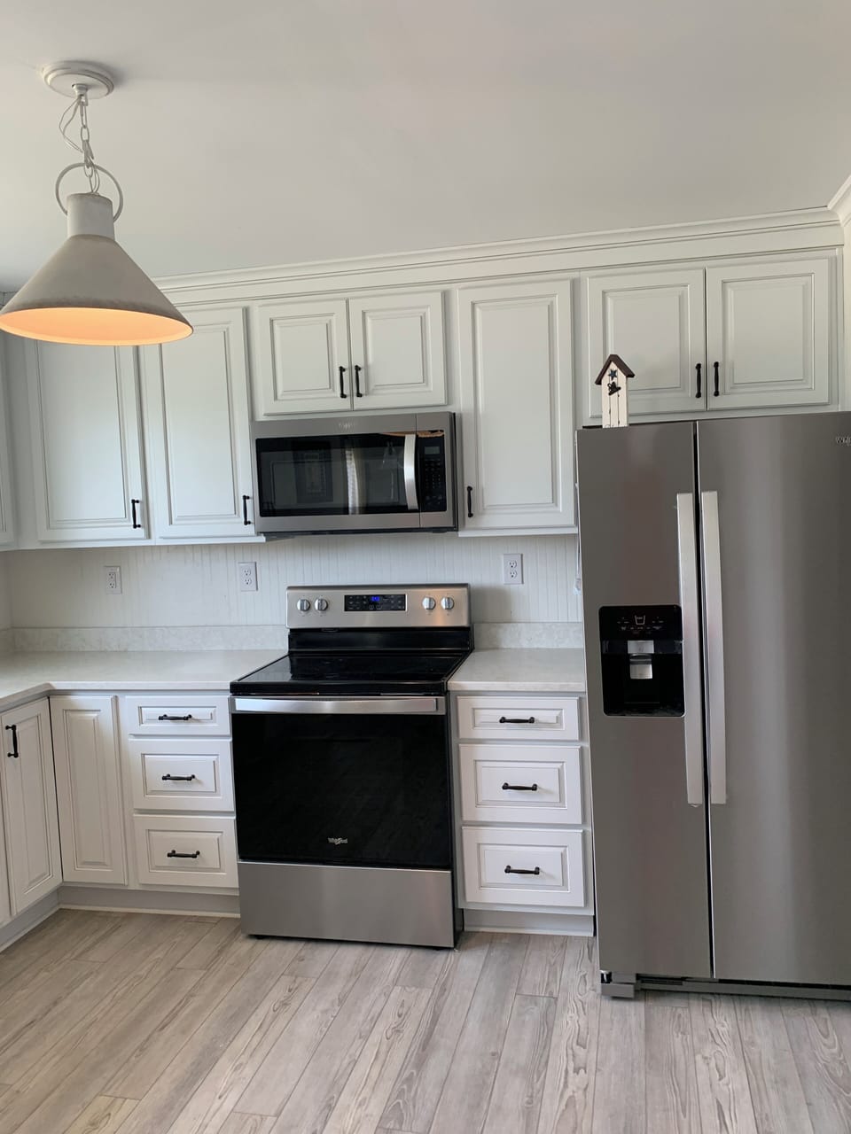 Refrigerator , stove with capability of air fry, microwave