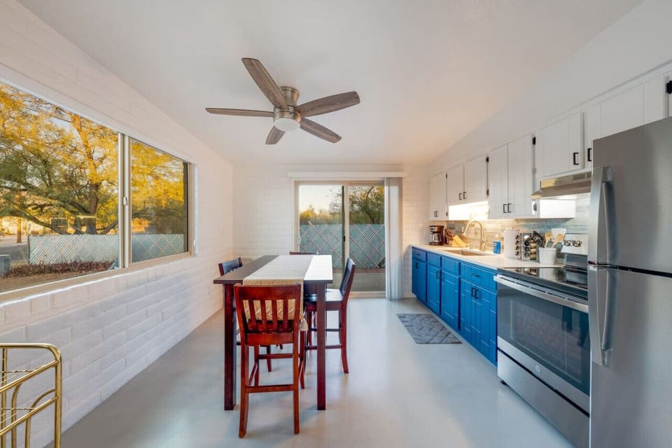 Bright, updated kitchen with stainless steel appliances