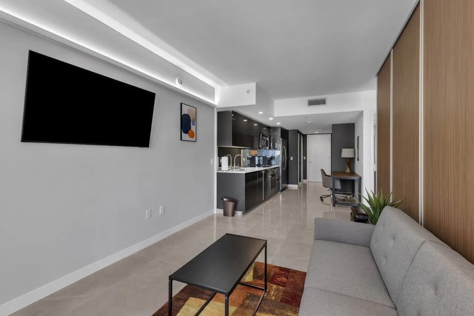 Living room with LED lights