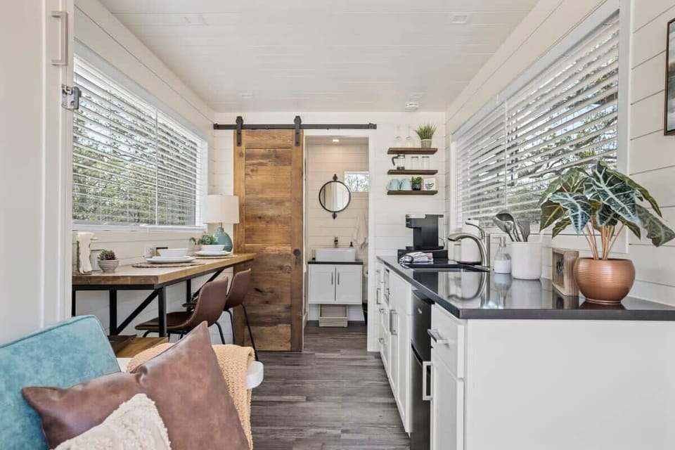 Bright Interior with windows to let in lots of natural light.