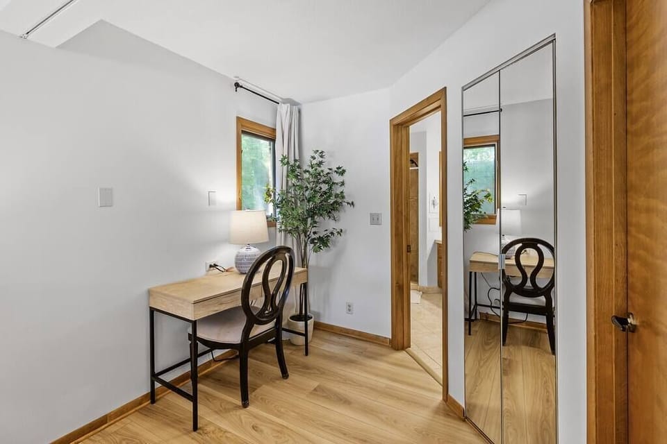 Master bedroom with office area & master bathroom.