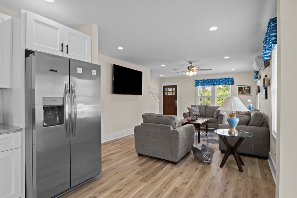 The fridge offers ample storage capacity, providing enough space for your needs.