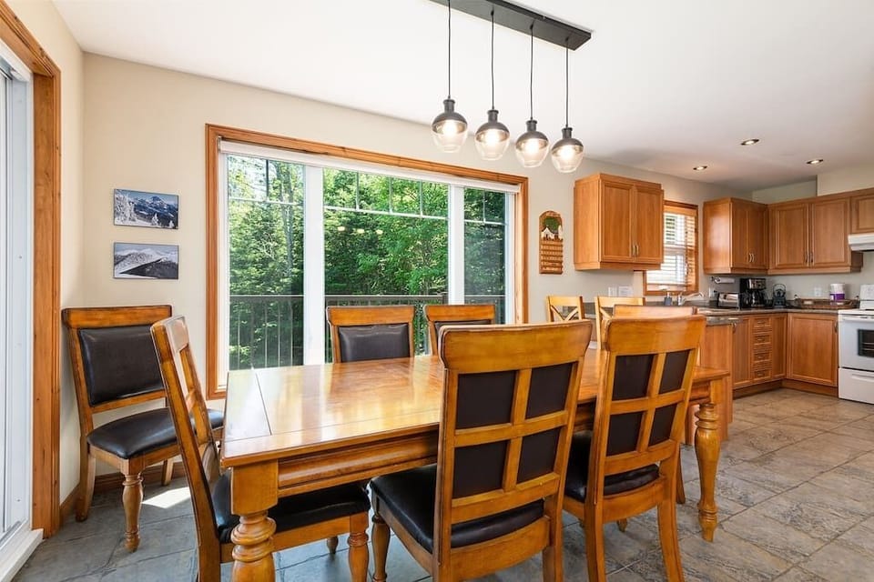 Dining table and kitchen