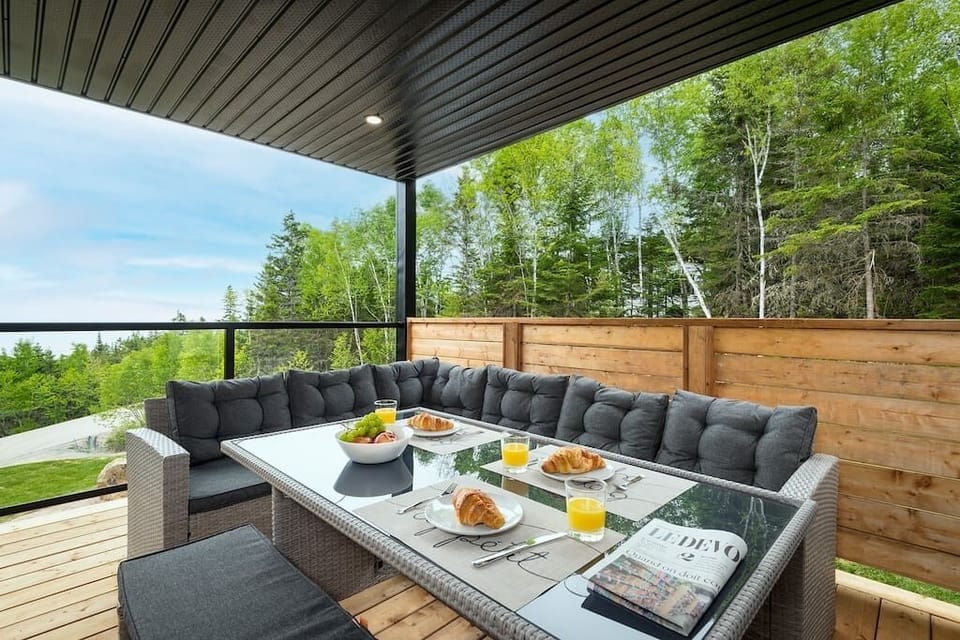 Terrace with furniture and view