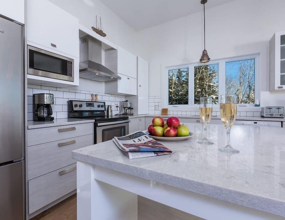 Kitchen and island