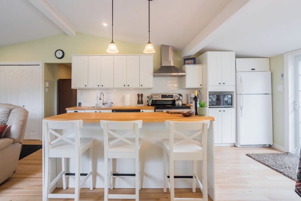 Kitchen and island