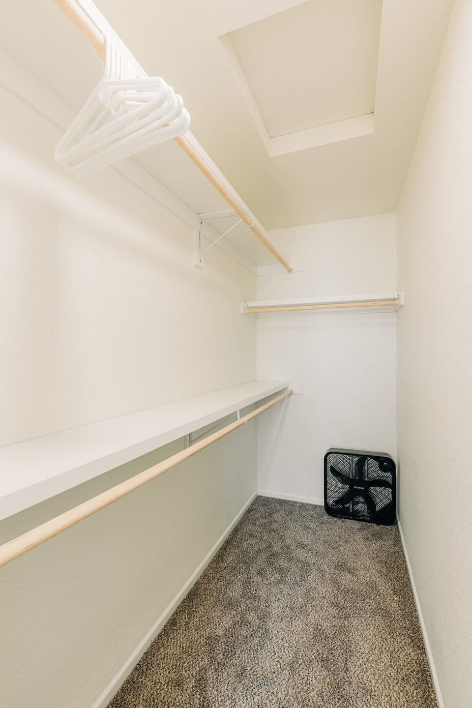 Master Closet - plenty of room for your whole suitcase - better yet, go shopping!  

Also included here (since the picture) are the pack-n-play, baby gate, and the 2nd roll-away bed.  
