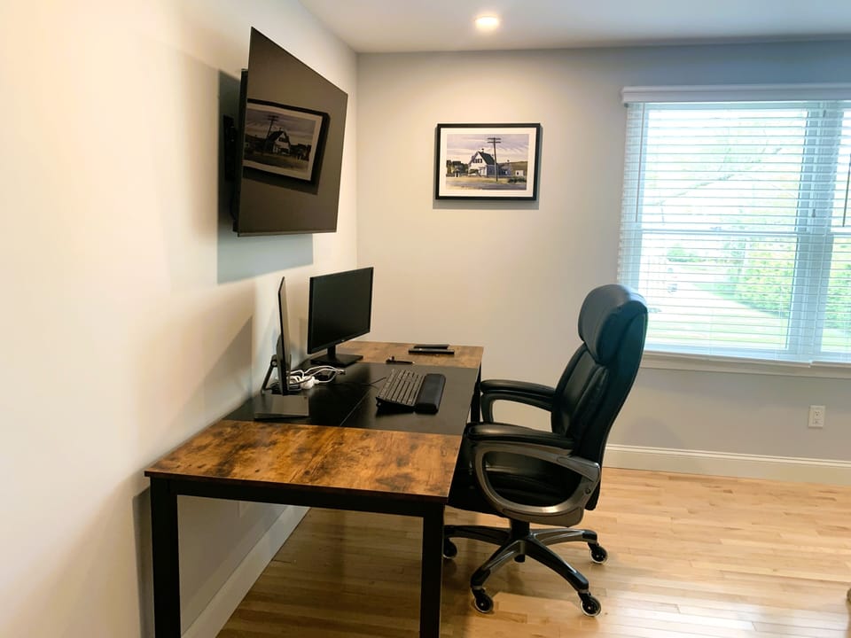 Upstairs den/office with flat screen TV