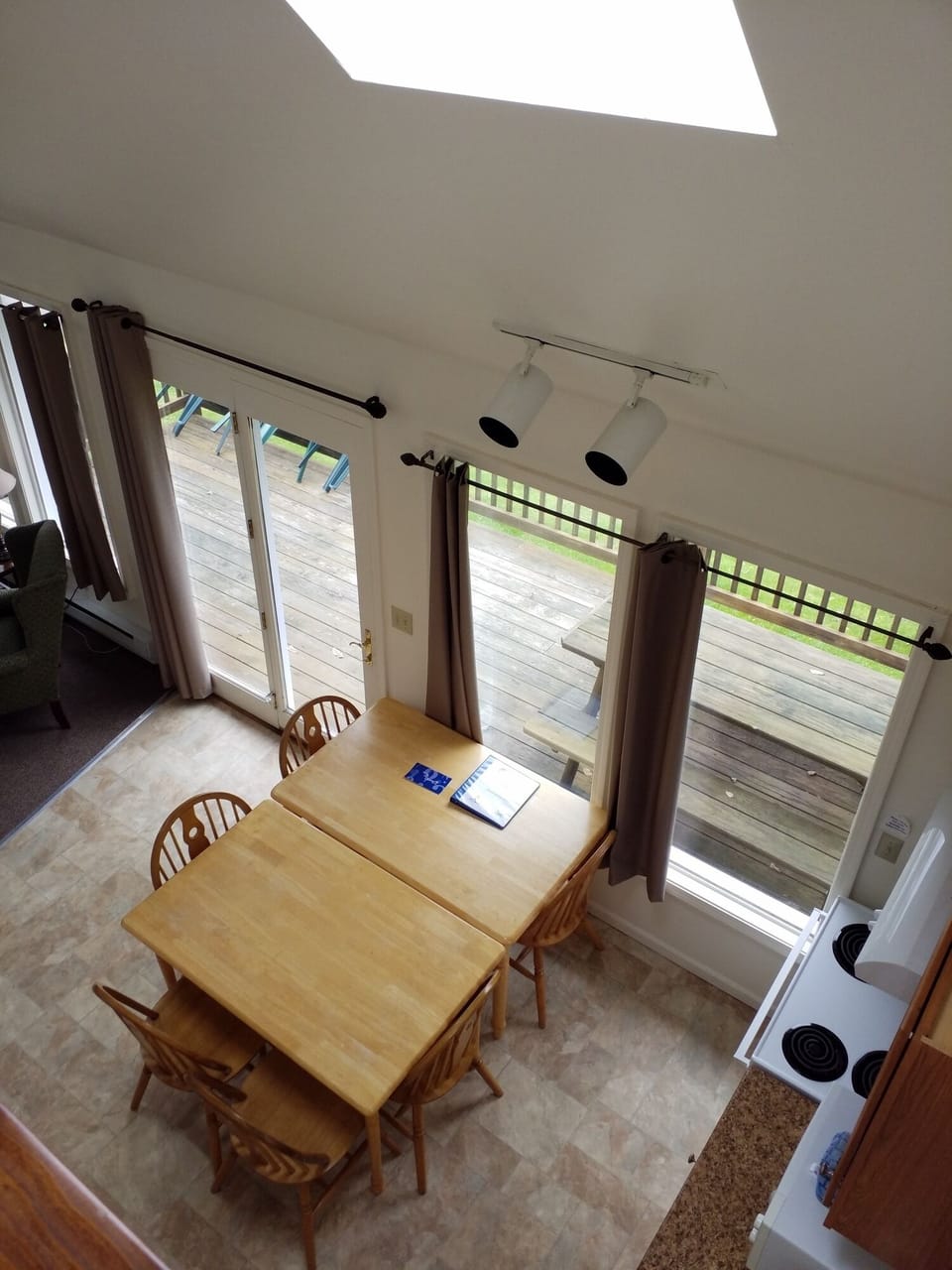 Kitchen/dining area from lofted bedroom
