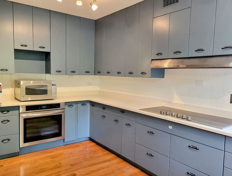 Newly renovated kitchen with all new appliances and quartz countertops.