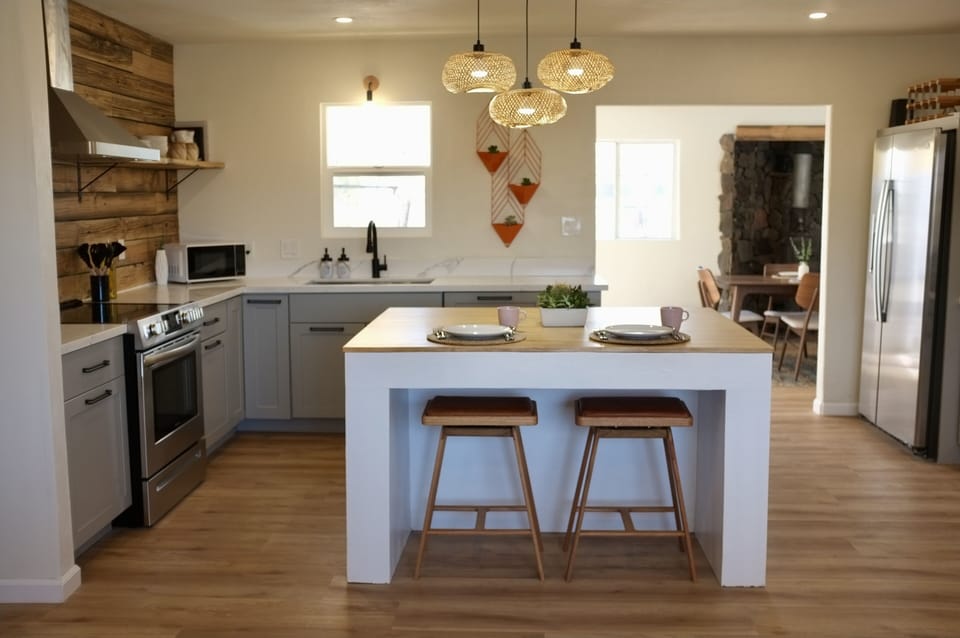 Huge island perfect for morning coffee or cooking prep
