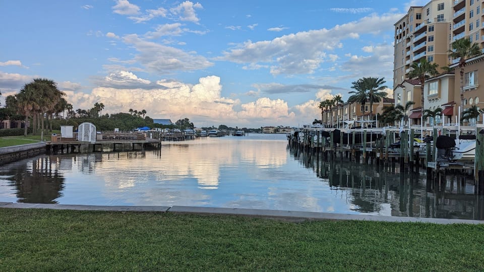 Inlet just north of complex frequented by manatees.