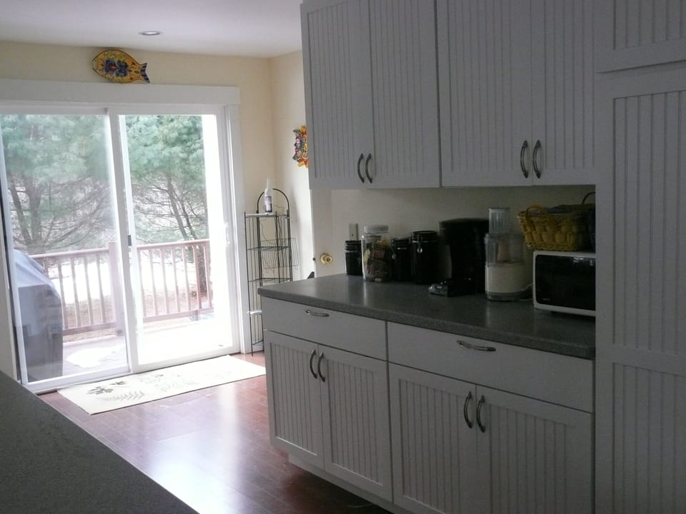 The kitchen looking toward the back deck
