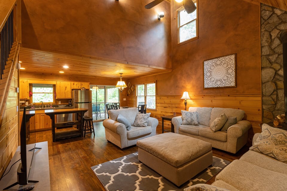 An open living room, dining area & kitchen brings everyone together