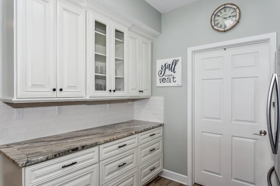 Plenty of cabinet storage in the updated kitchen