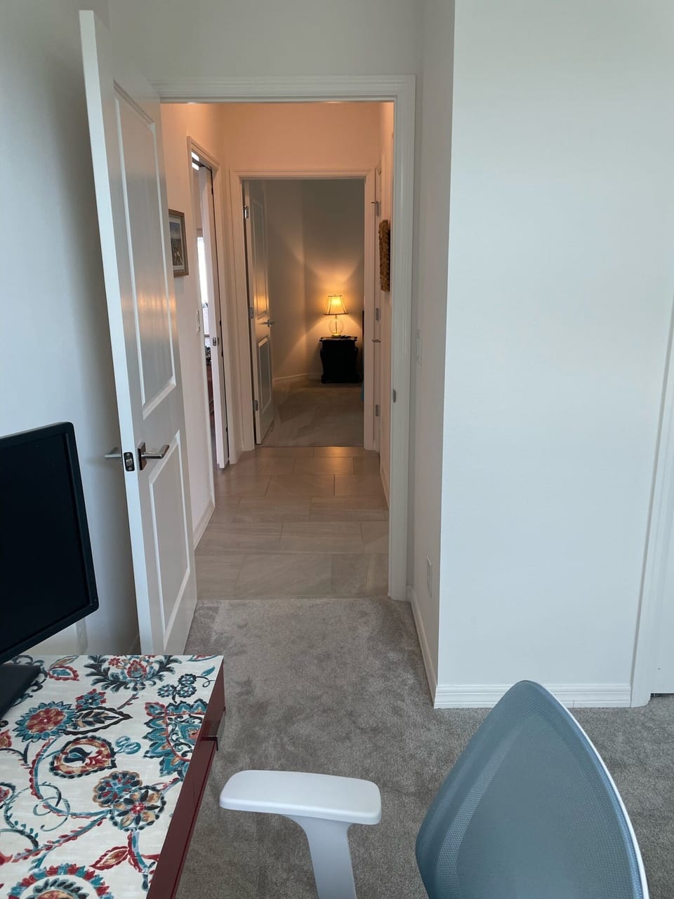 Halfway between two bedrooms with shared bathroom