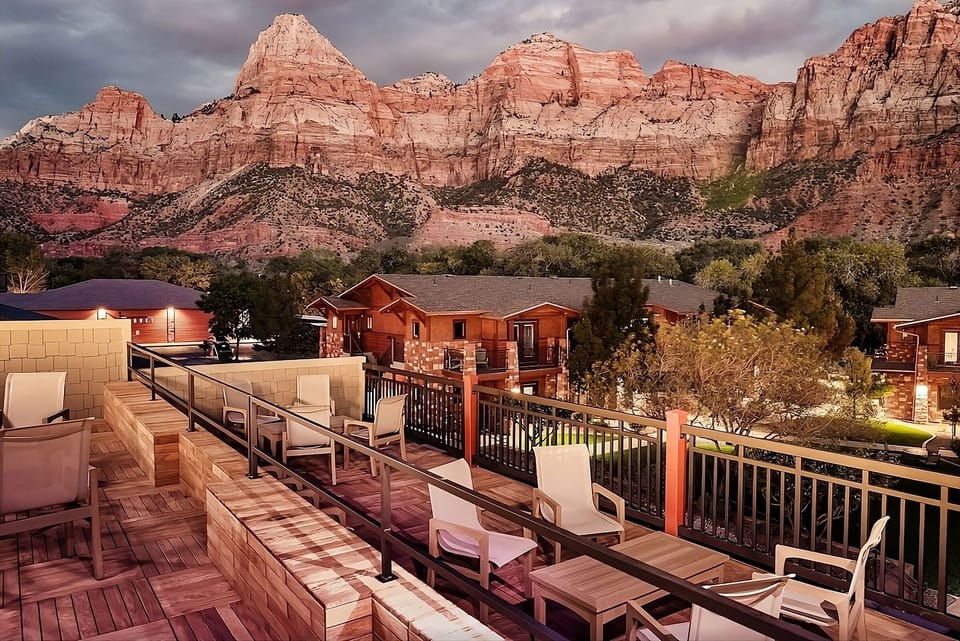 Sip sunset drinks on the terrace with canyon-wall views.
