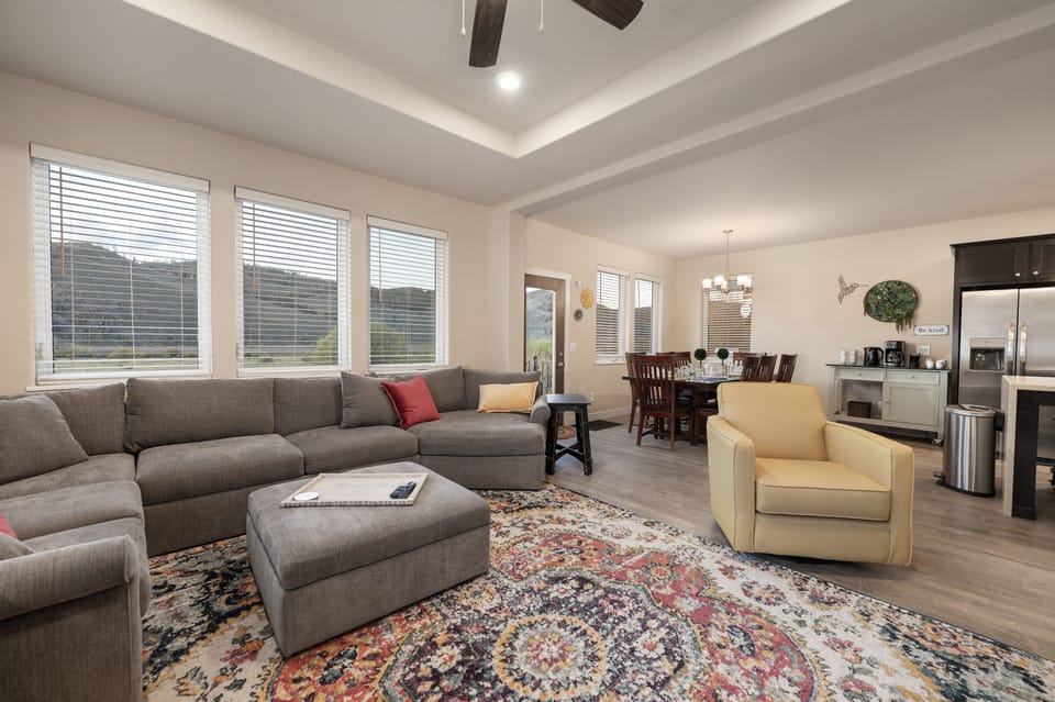 Spacious and cheerful living space.  