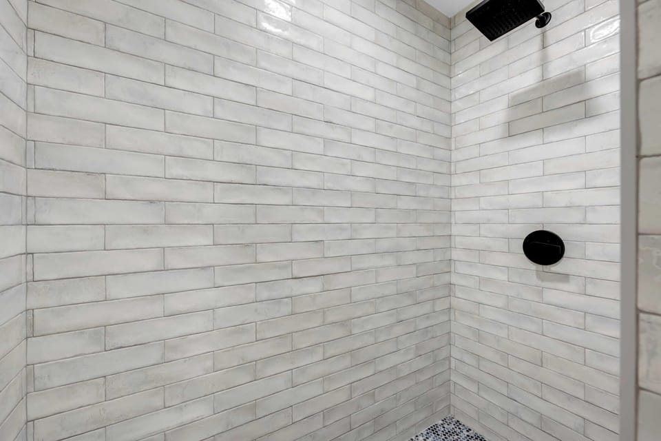 Tiled walk-in shower