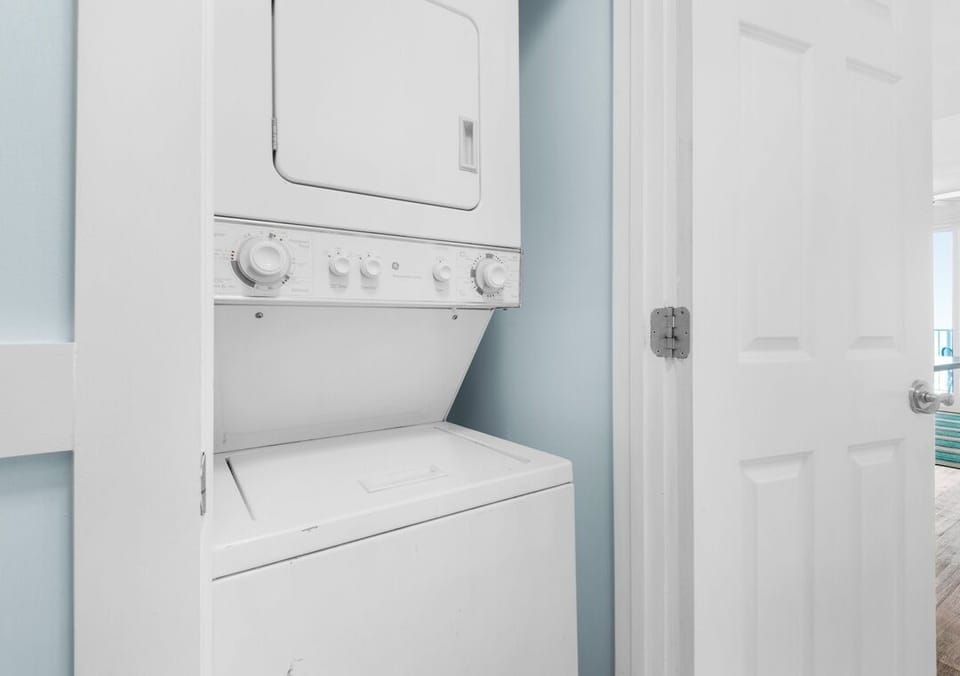 Laundry right in the condo. Washer and dryer included.