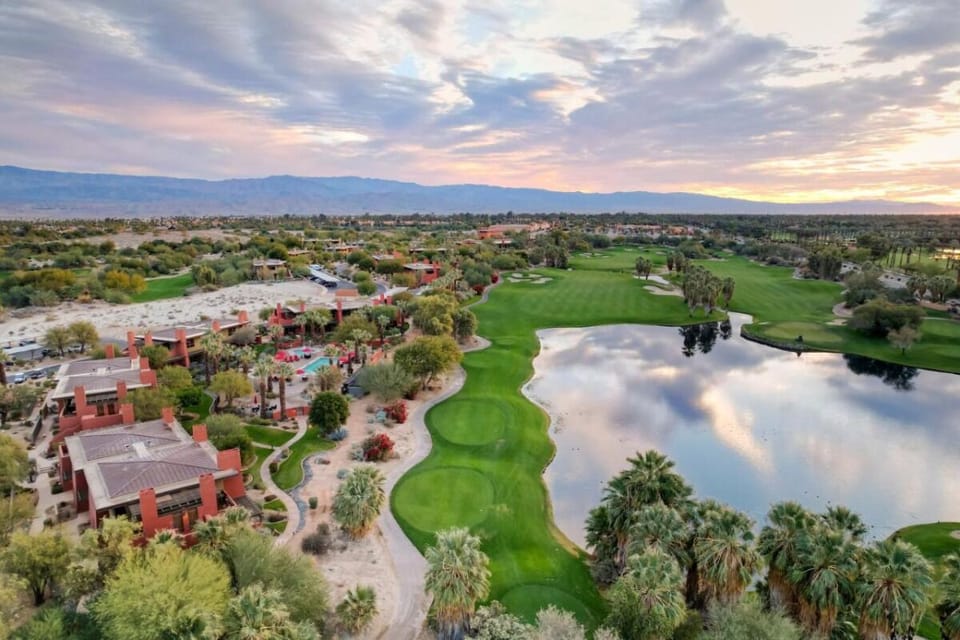 End your evening with sunset colors over fairways and water.