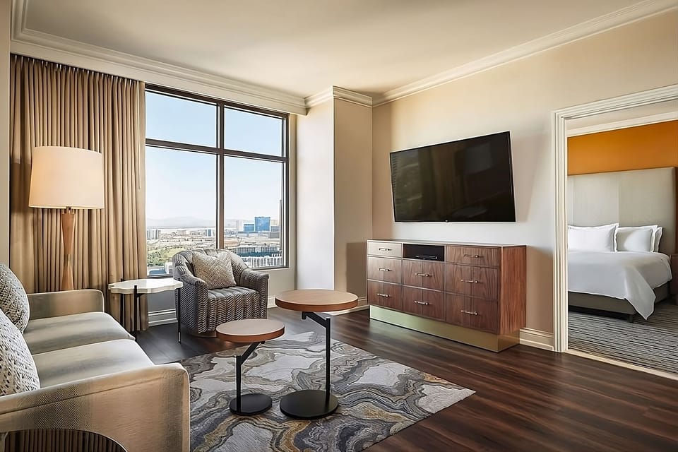 Unwind beside panoramic windows and stream favorites on TV.